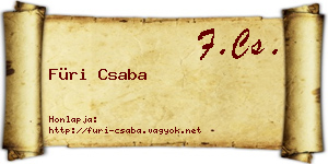 Füri Csaba névjegykártya